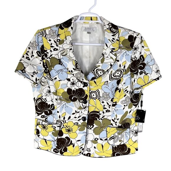 Tahari Arthur S Levine NWT18 Floral 2 Piece Set Short Sleeve Blazer Skirt Office - Picture 9 of 16